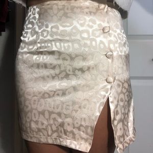 Satin Cream Cheetah Skirt